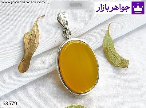مدال نقره عقیق زرد طرح کلاسیک رنگ تقویت شده [شرف الشمس] - 63579
